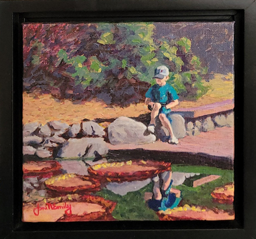 Click to view detail for Watching Fish at Lily Pond 6x6 $395
